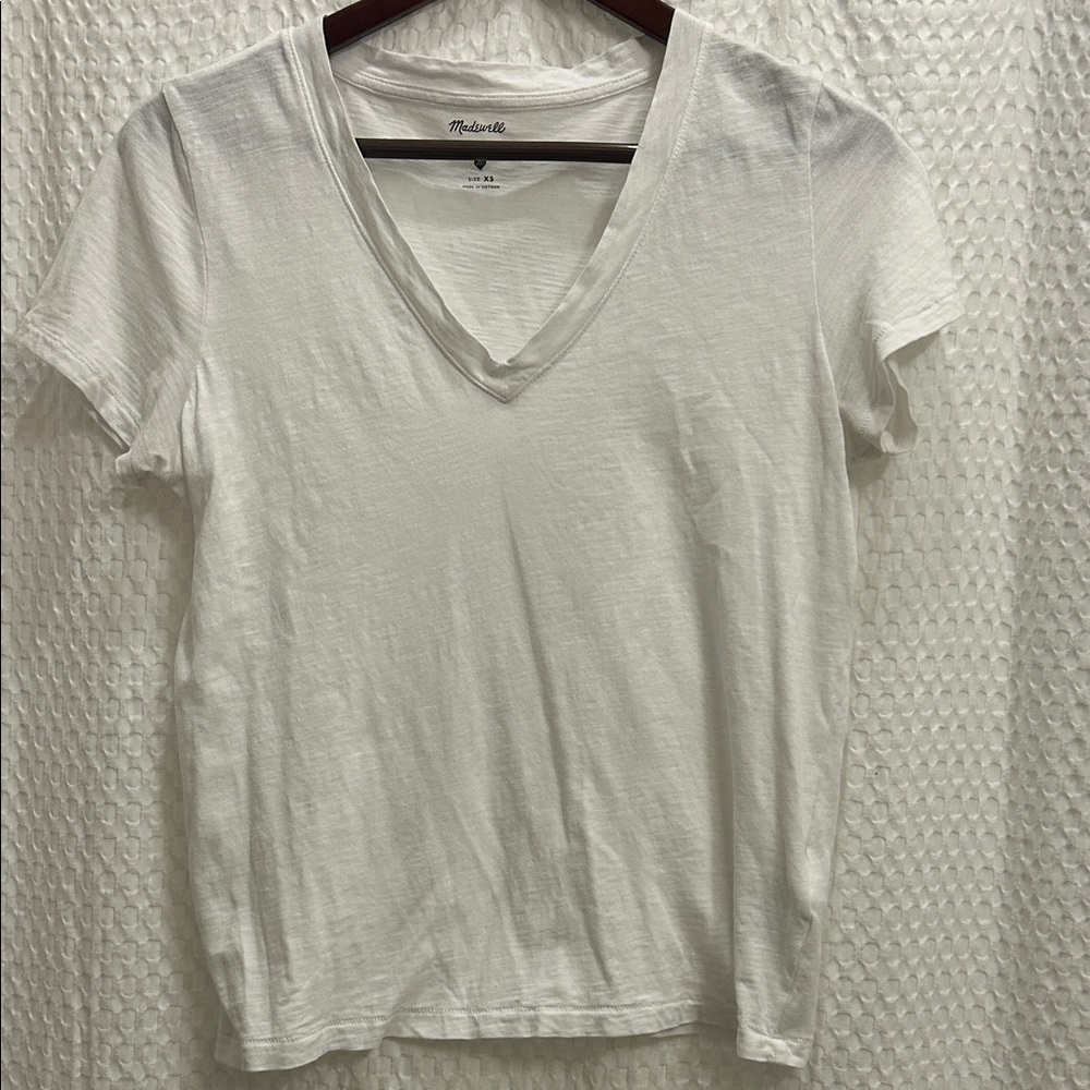Madewell White Short Sleeve V-Neck Tee XS